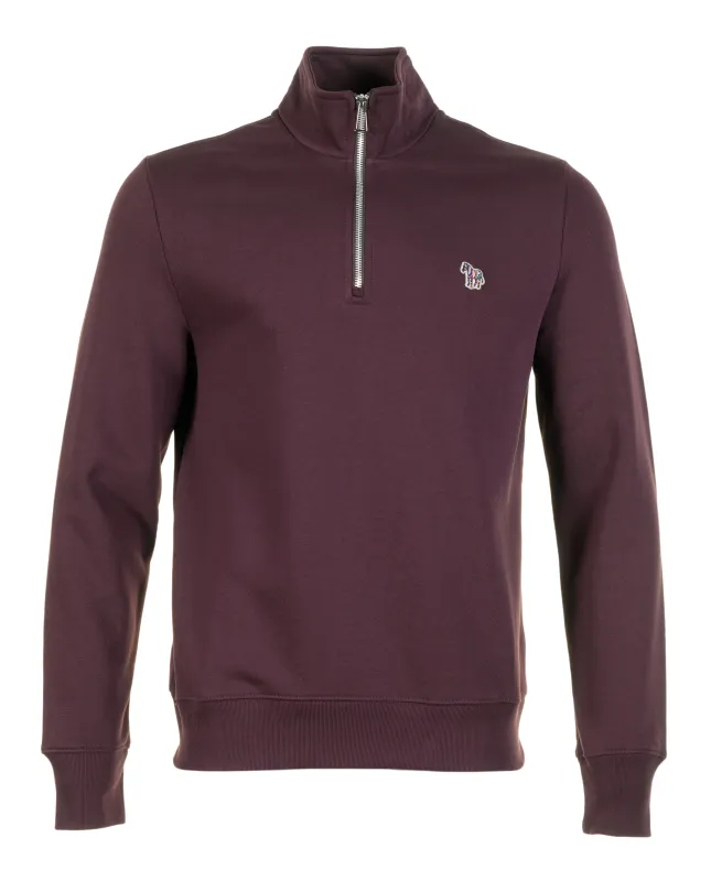Zebra Half Zip Sweatshirt Very Dark Red made by Paul Smith