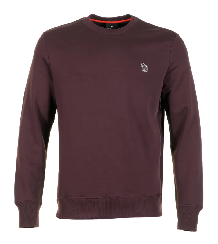 Zebra Crew Sweatshirt 29A Dark Red made by Paul Smith