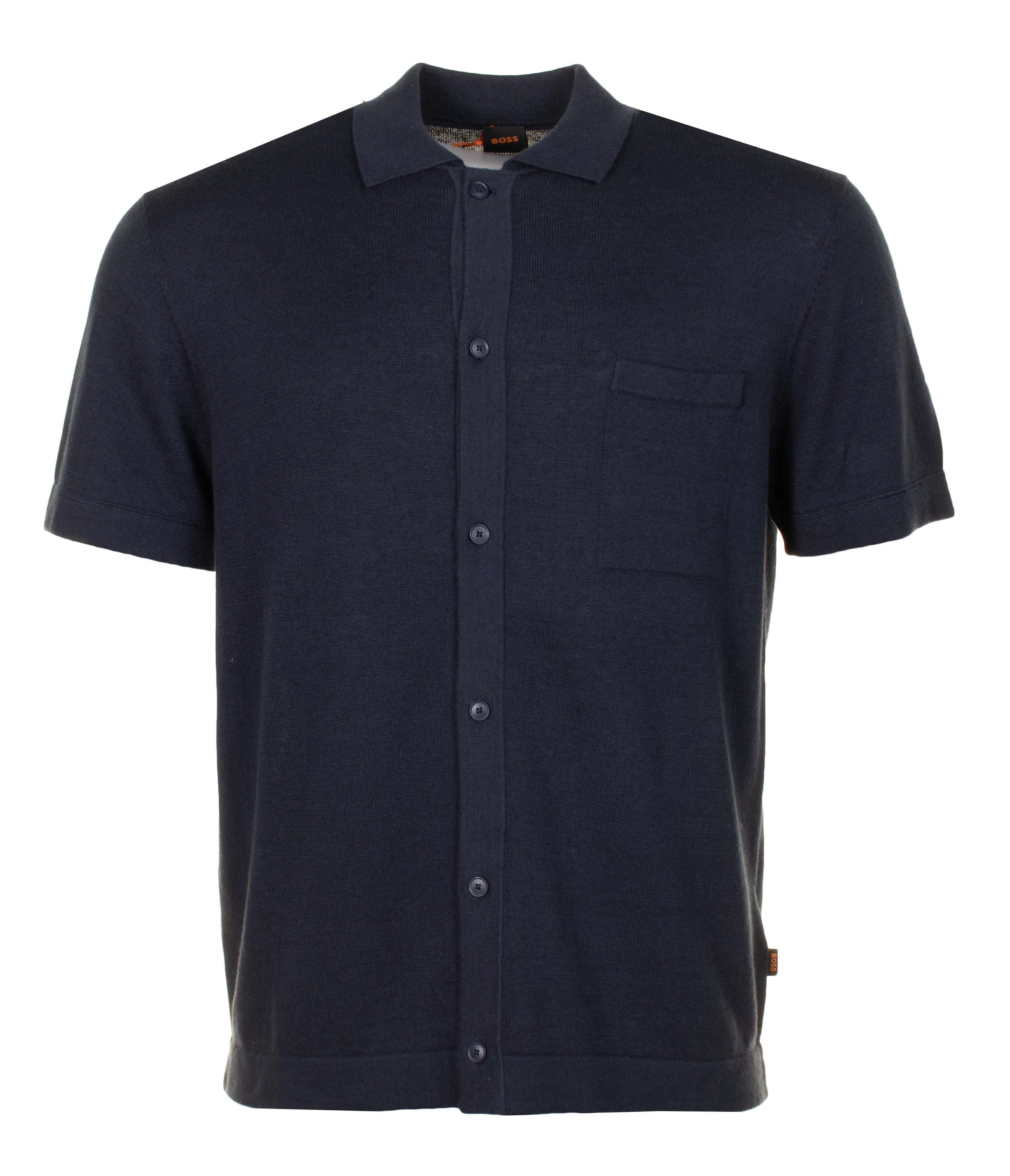 Kamiccio Knitted Full Button Short Sleeve Polo Shirt Dark Blue sold by RAGAZZI