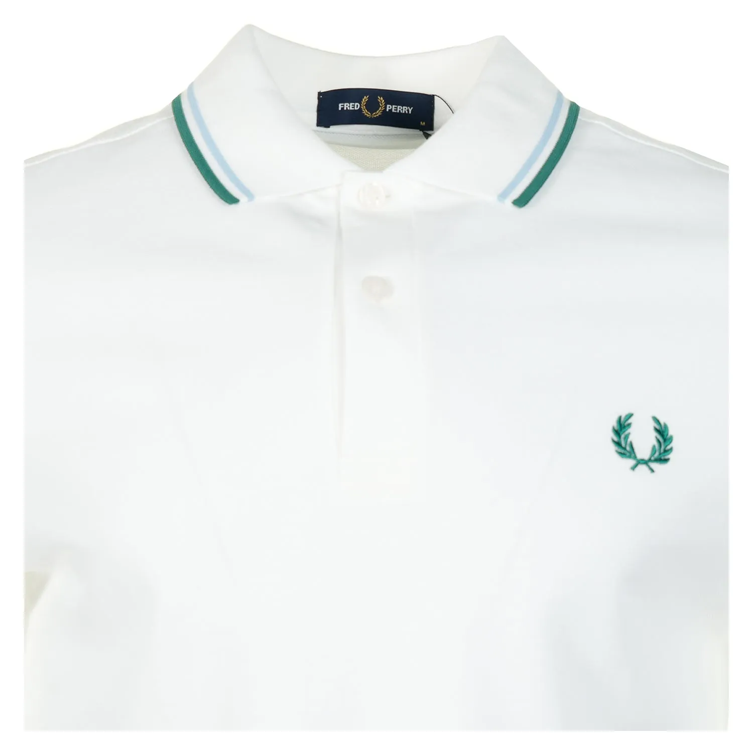 Short Sleeve Twin Tipped Polo Shirt Snow White Track Blue Sport Green sold by RAGAZZI product image thumbnail 3