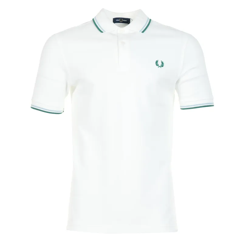 Short Sleeve Twin Tipped Polo Shirt Snow White Track Blue Sport Green sold by RAGAZZI