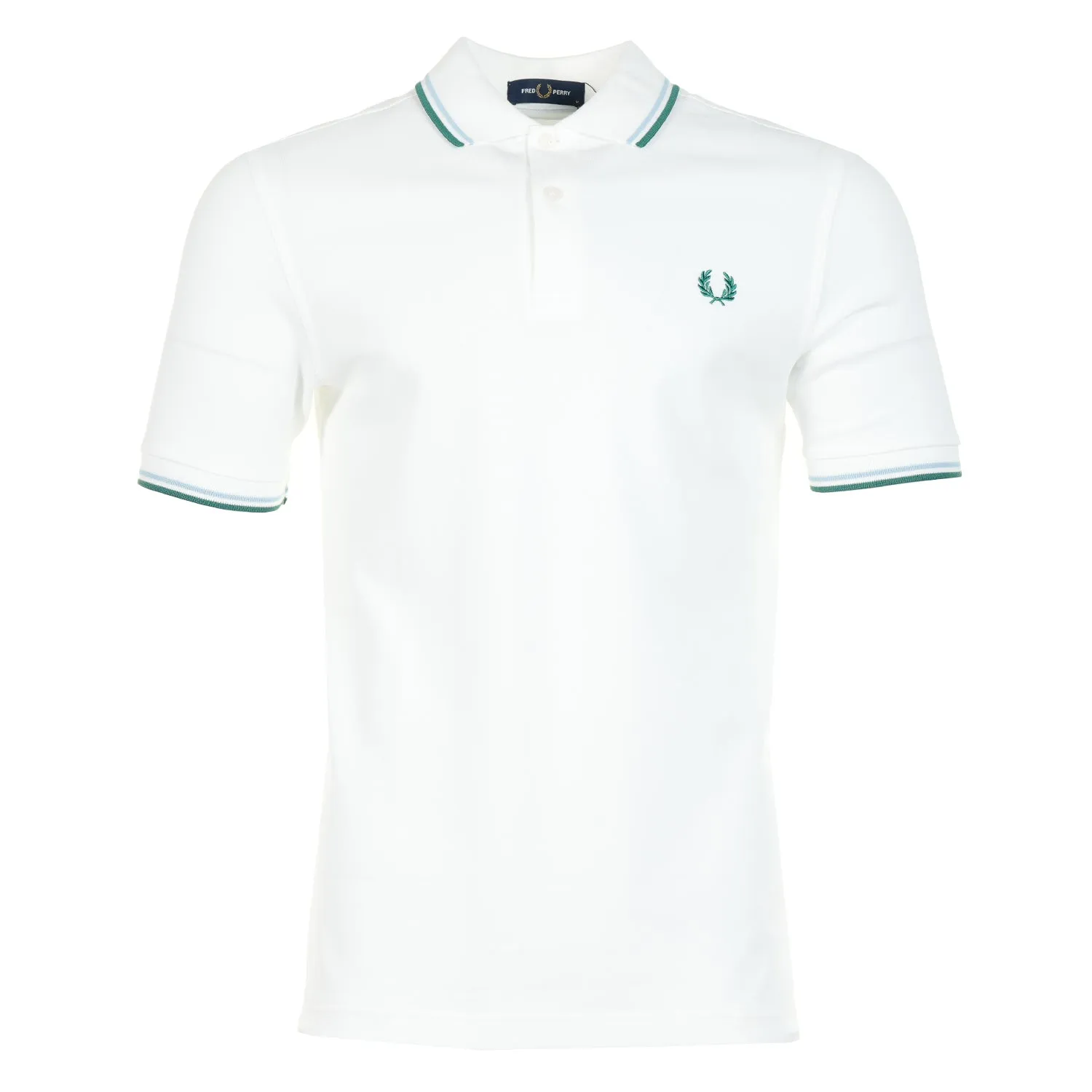 Short Sleeve Twin Tipped Polo Shirt Snow White Track Blue Sport Green sold by RAGAZZI