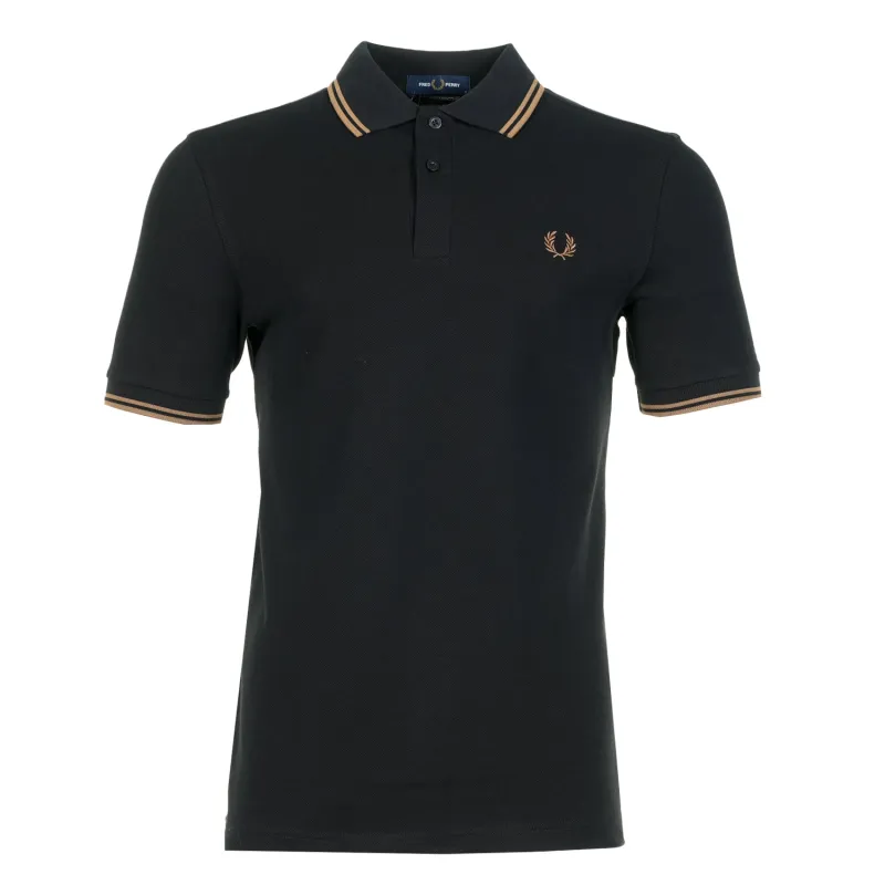 Short Sleeve Twin Tipped Polo Shirt Black Shadedstone sold by RAGAZZI