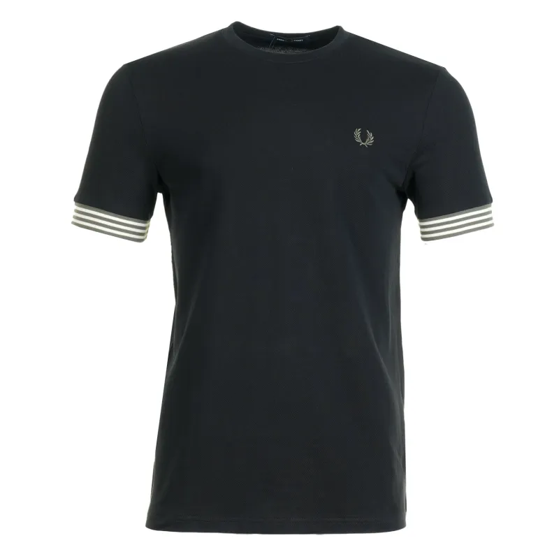 Striped Cuff T Shirt Black Green sold by RAGAZZI