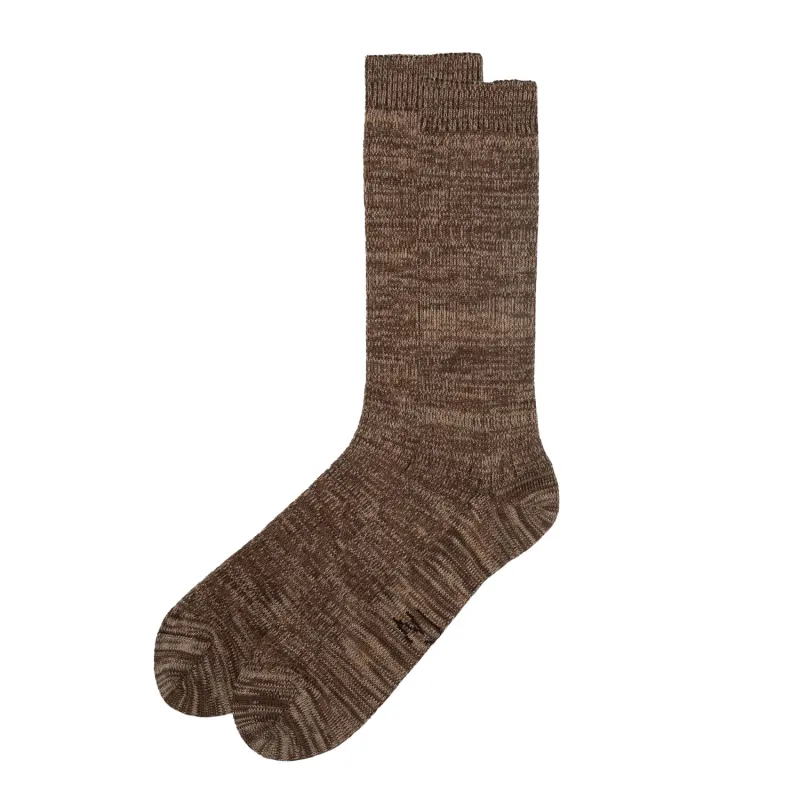 Rasmusson Rib Socks Brown Melange sold by RAGAZZI