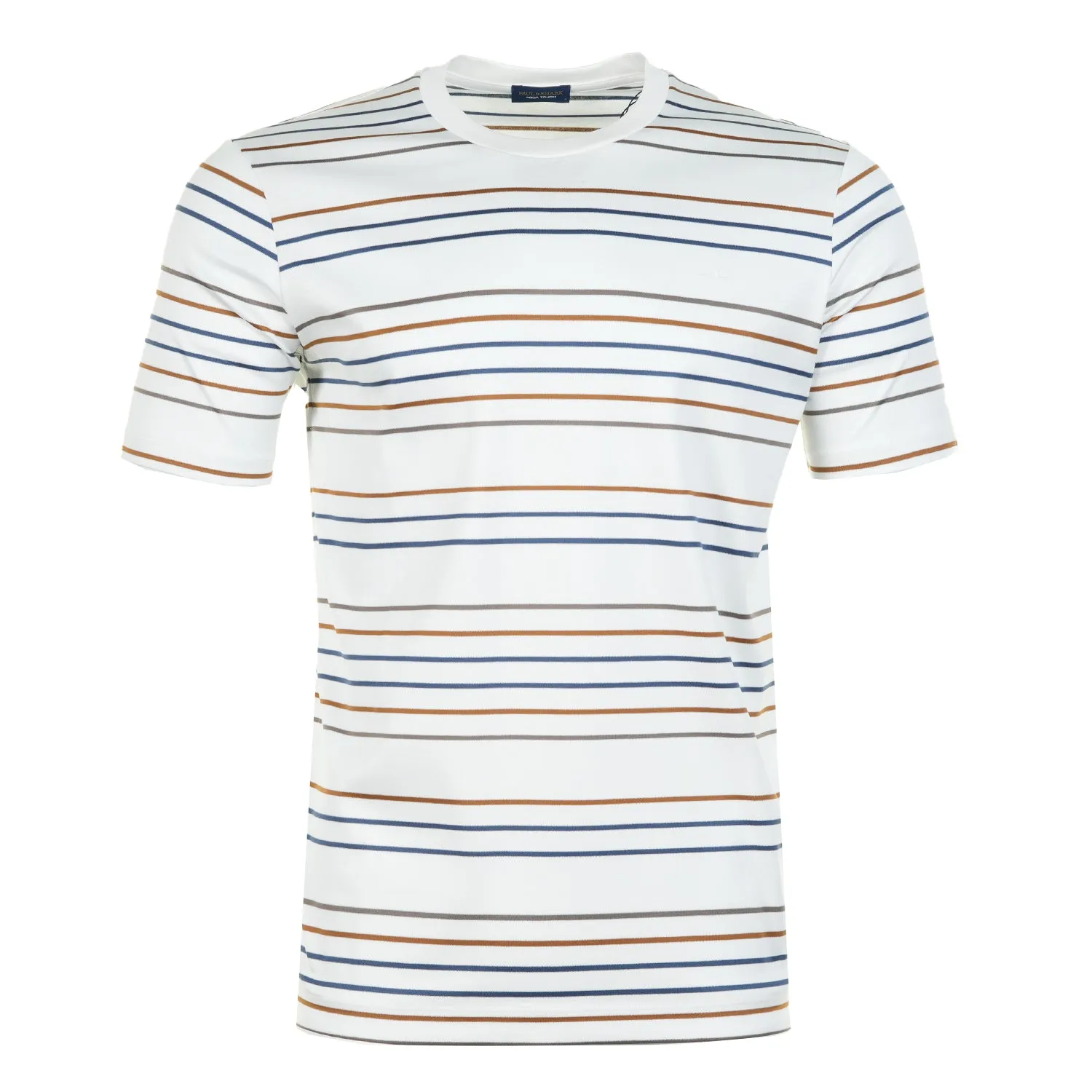 Short Sleeve Aqua Touch Cotton Striped T Shirt White sold by RAGAZZI
