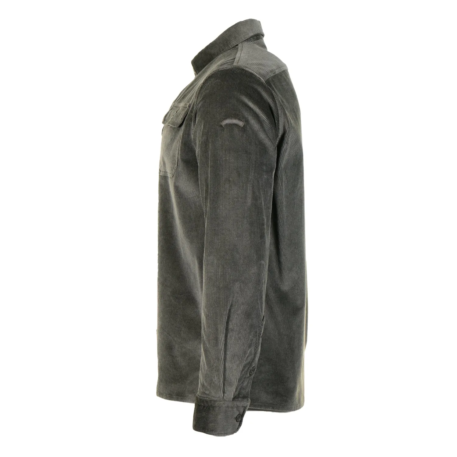 Long Sleeve Corduroy Overshirt Dark Khaki sold by RAGAZZI product image thumbnail 3