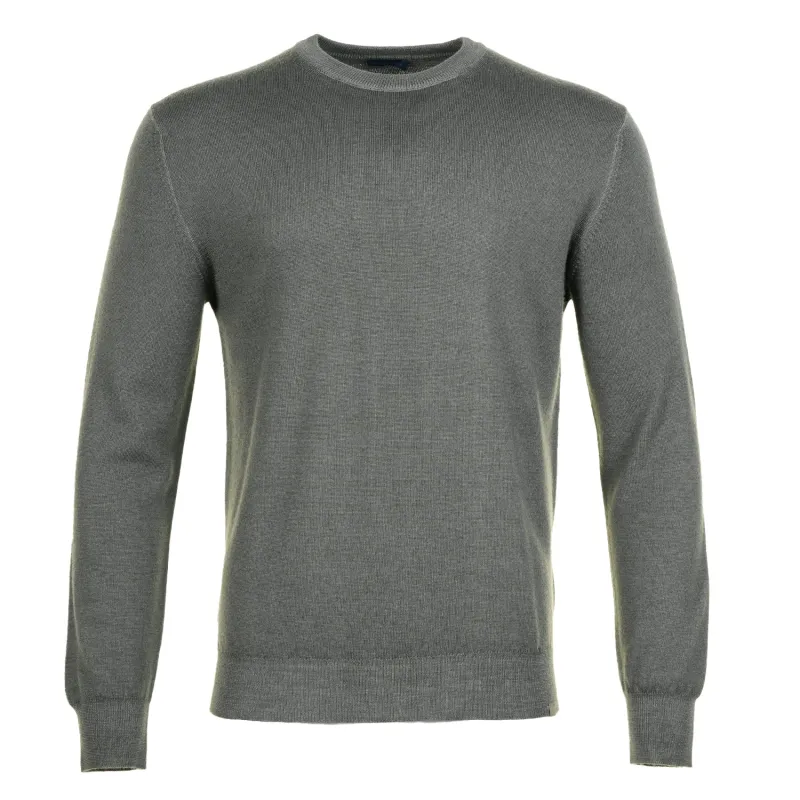 Lambswool Knitted Sweatshirt Khaki Green made by Paul & Shark