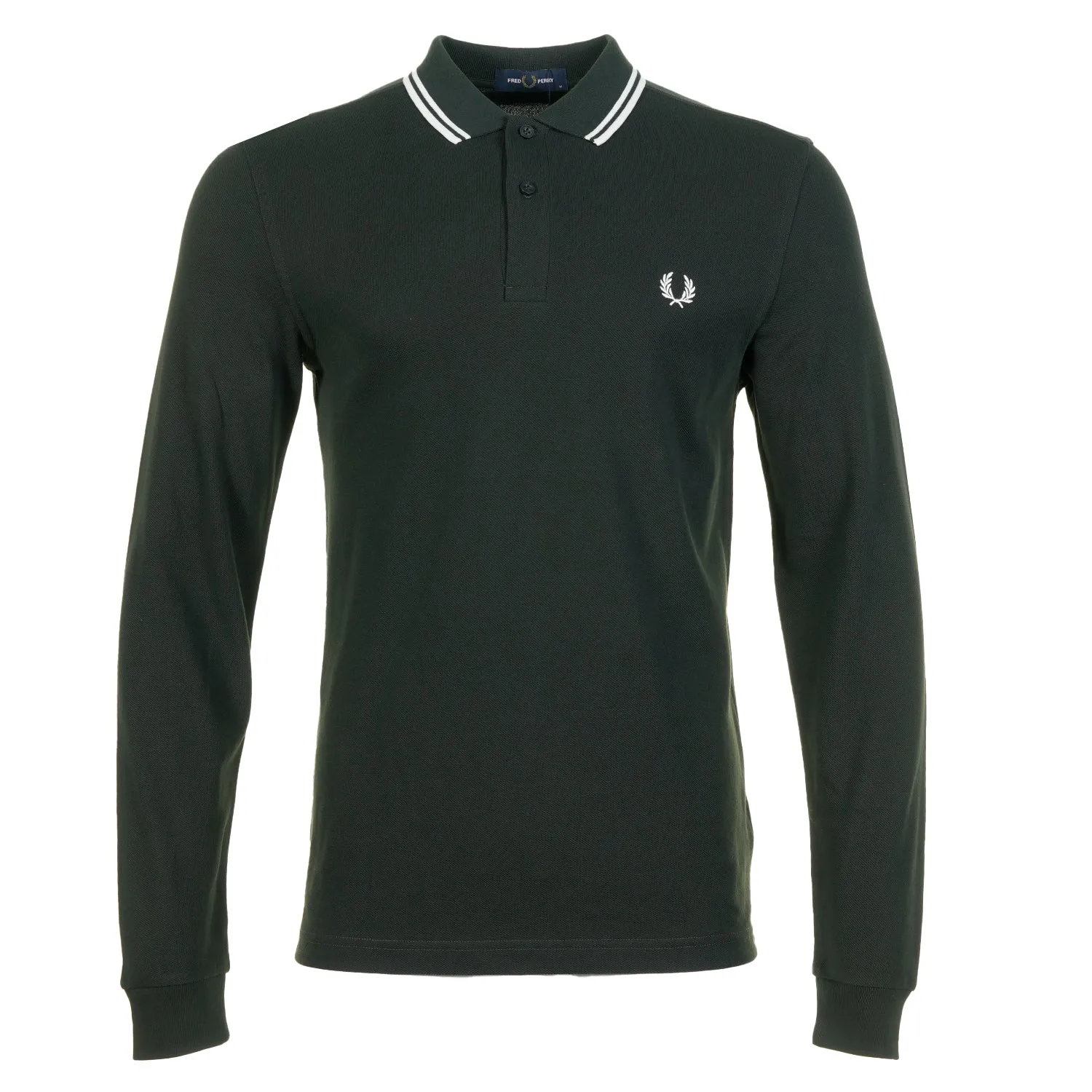 Long Sleeve Twin Tipped Polo Shirt Night Green Snow White sold by RAGAZZI