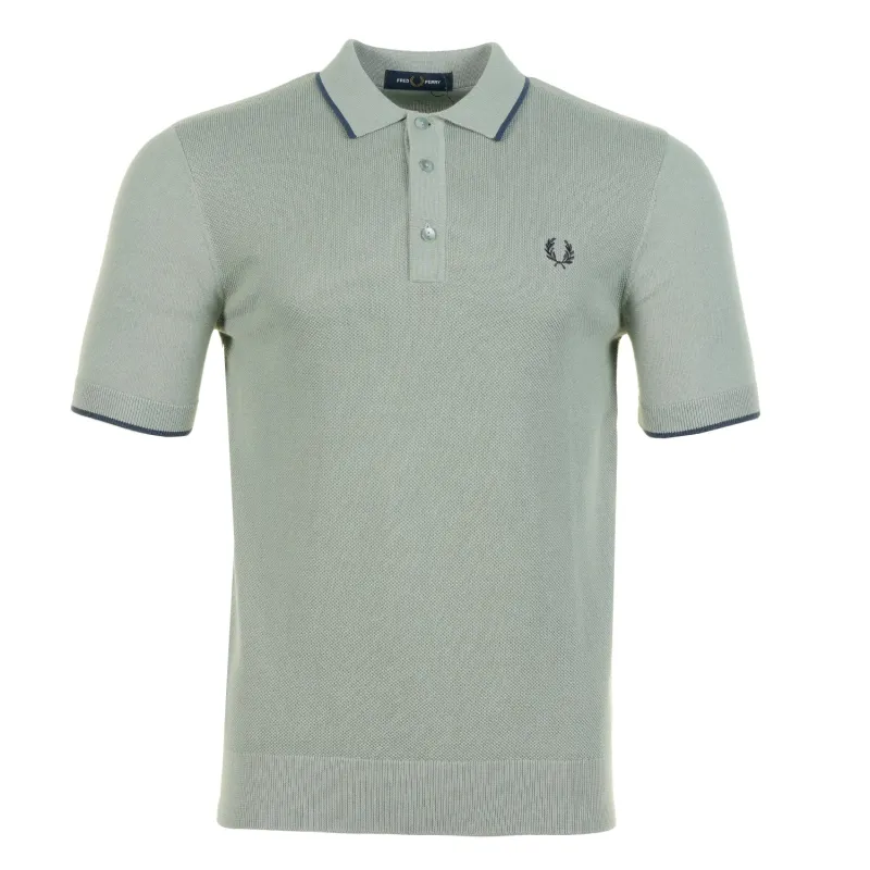 Short Sleeve Pique Stitch Knitted Polo Shirt Bayleaf sold by RAGAZZI