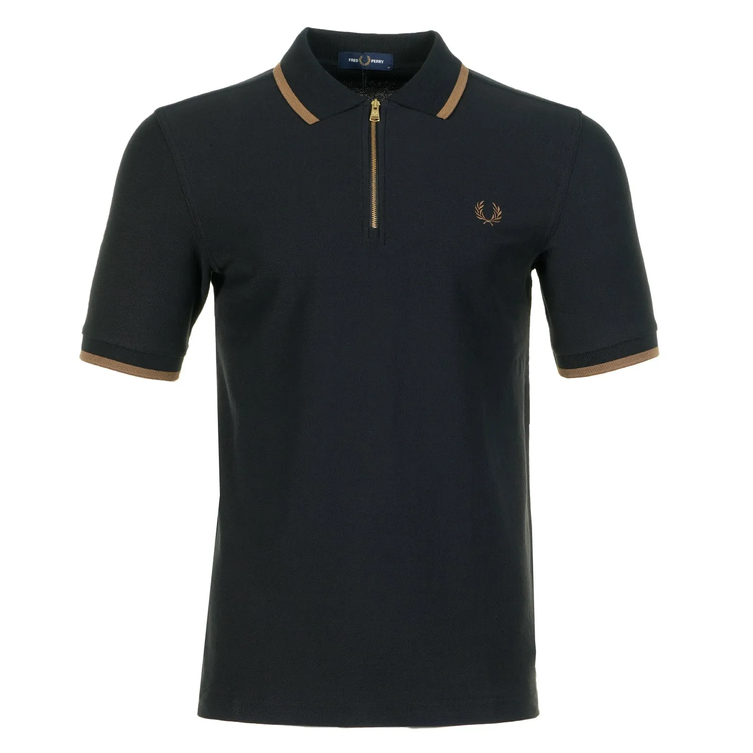 Crepe Pique Zip Neck Polo Shirt Black sold by RAGAZZI