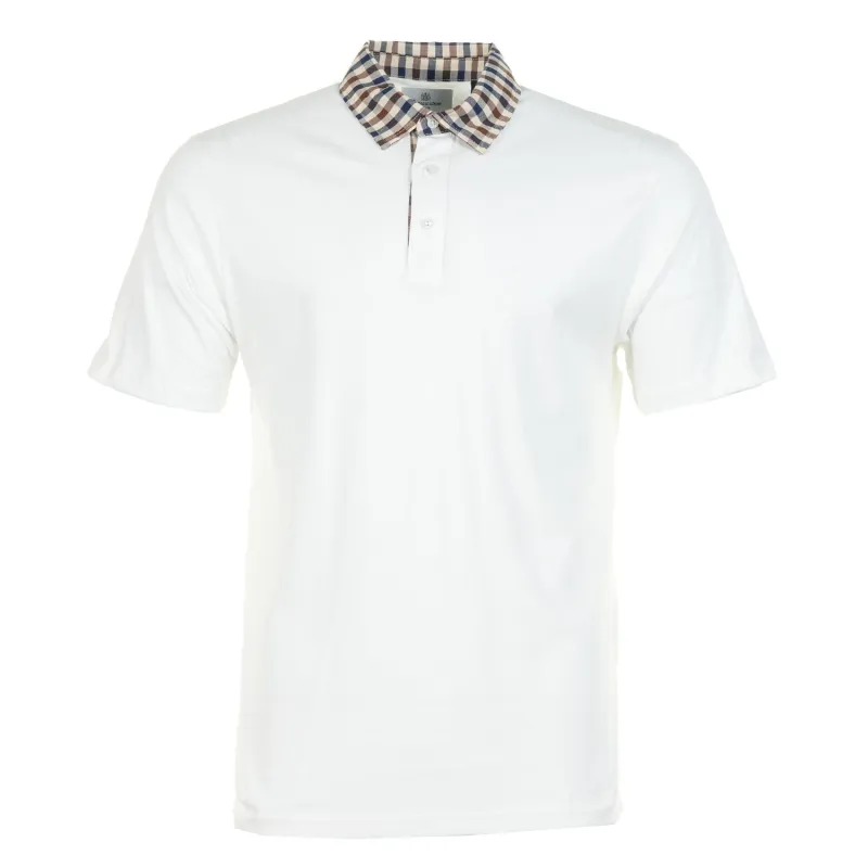 Short Sleeve Club Check Collar Polo Old White made by RAGAZZI