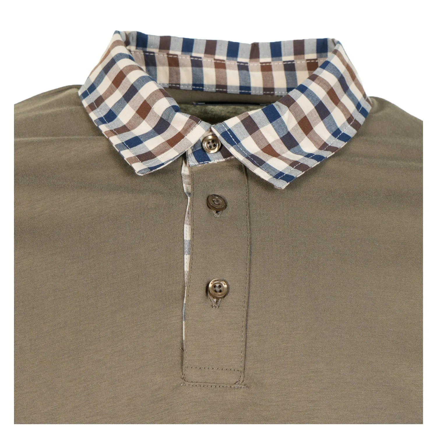 Long Sleeve Club Check Collar Polo Army Green sold by RAGAZZI product image thumbnail 3