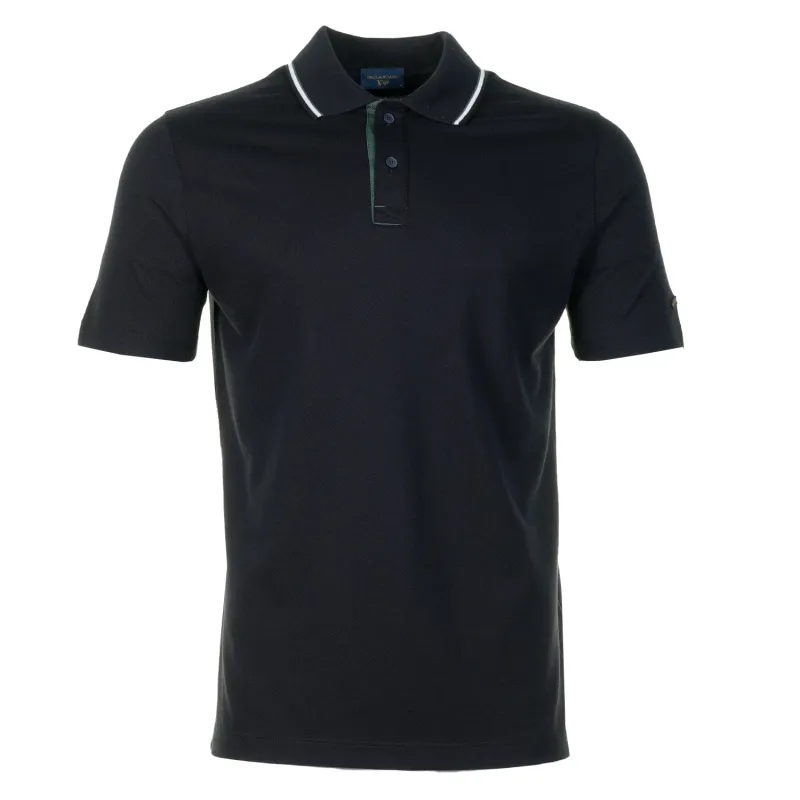 Short Sleeve XSoft Tipped Polo Shirt Navy sold by RAGAZZI