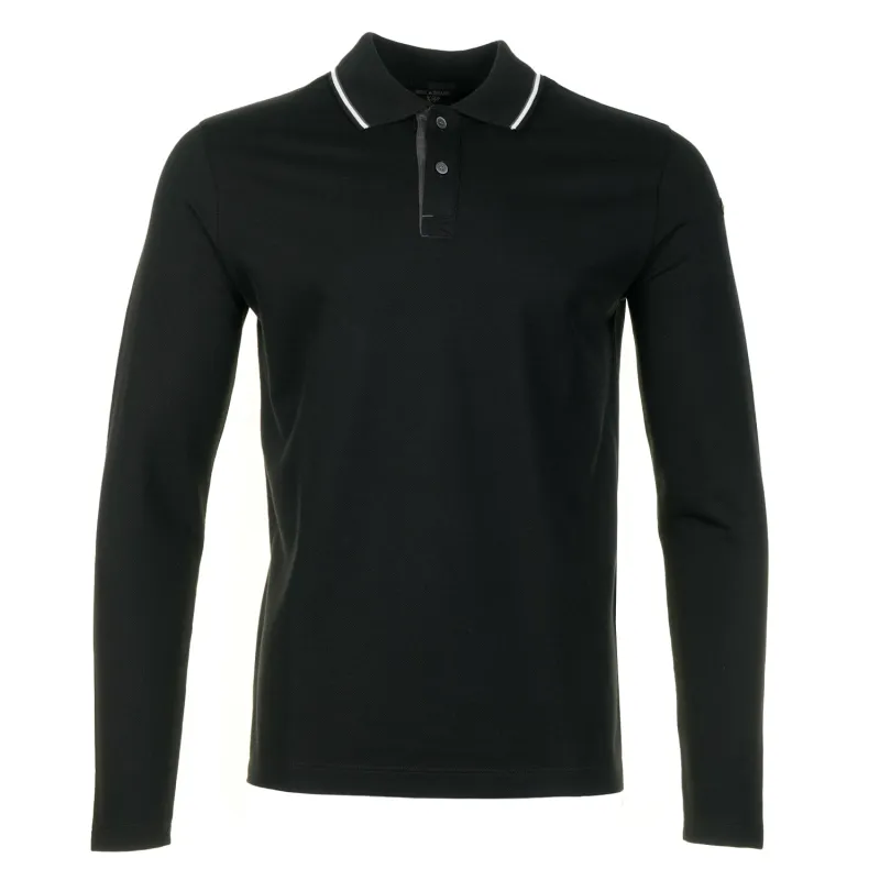 Long Sleeve Tipped Polo Shirt Black sold by RAGAZZI