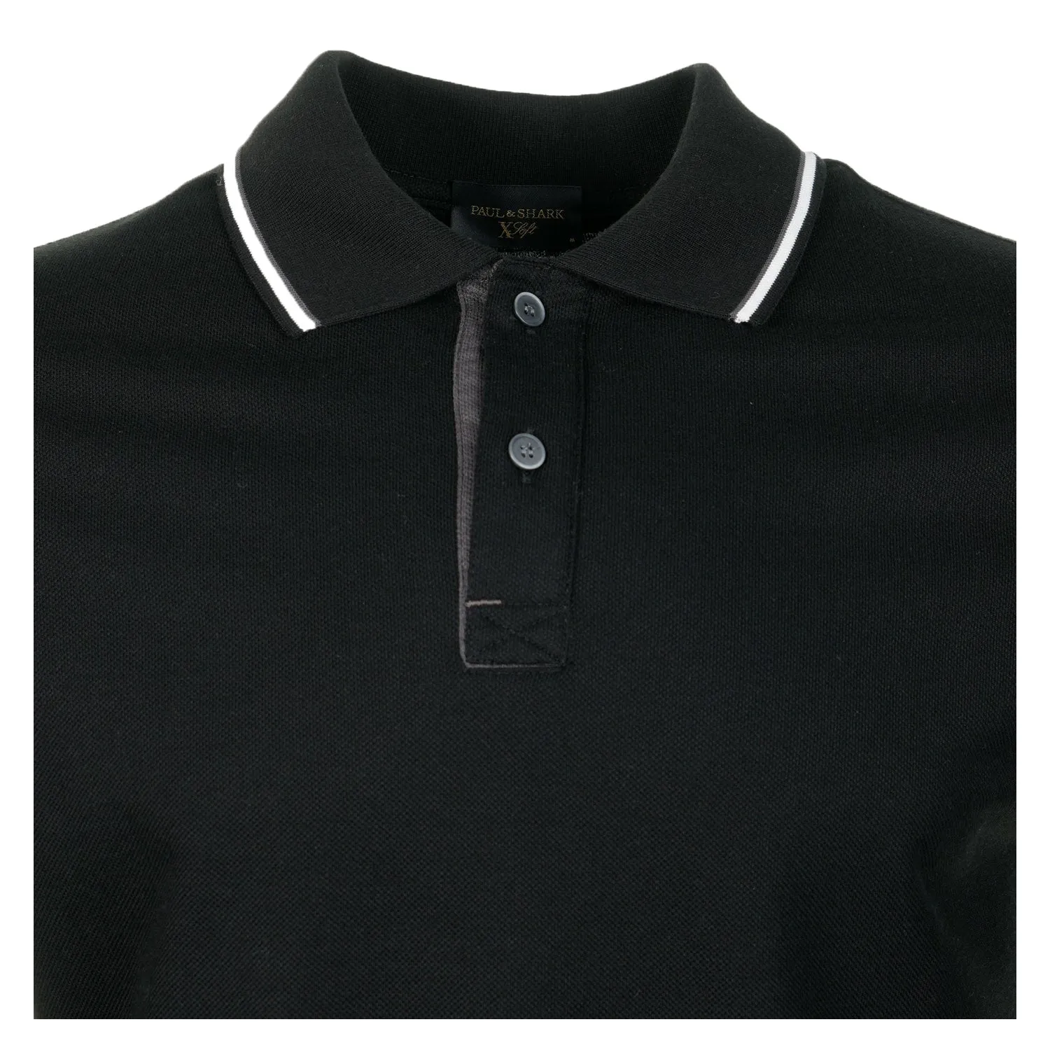 Long Sleeve Tipped Polo Shirt Black sold by RAGAZZI product image thumbnail 3