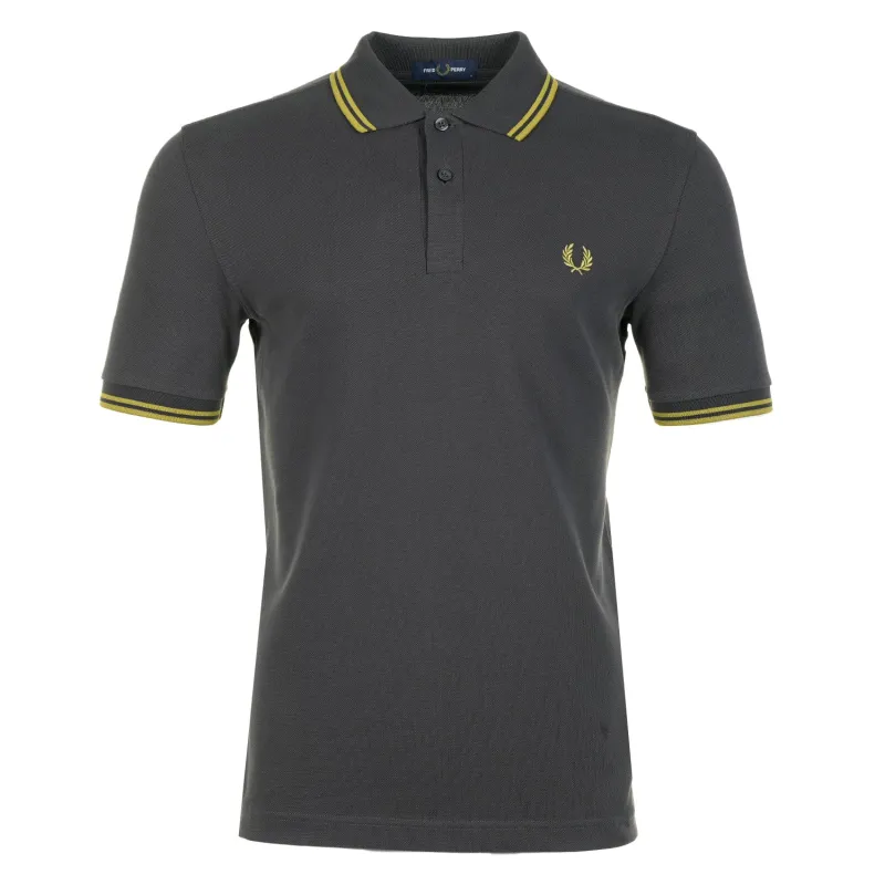 Short Sleeve Twin Tipped Polo Shirt Anchor Grey / Tennis Ball Yellow sold by RAGAZZI