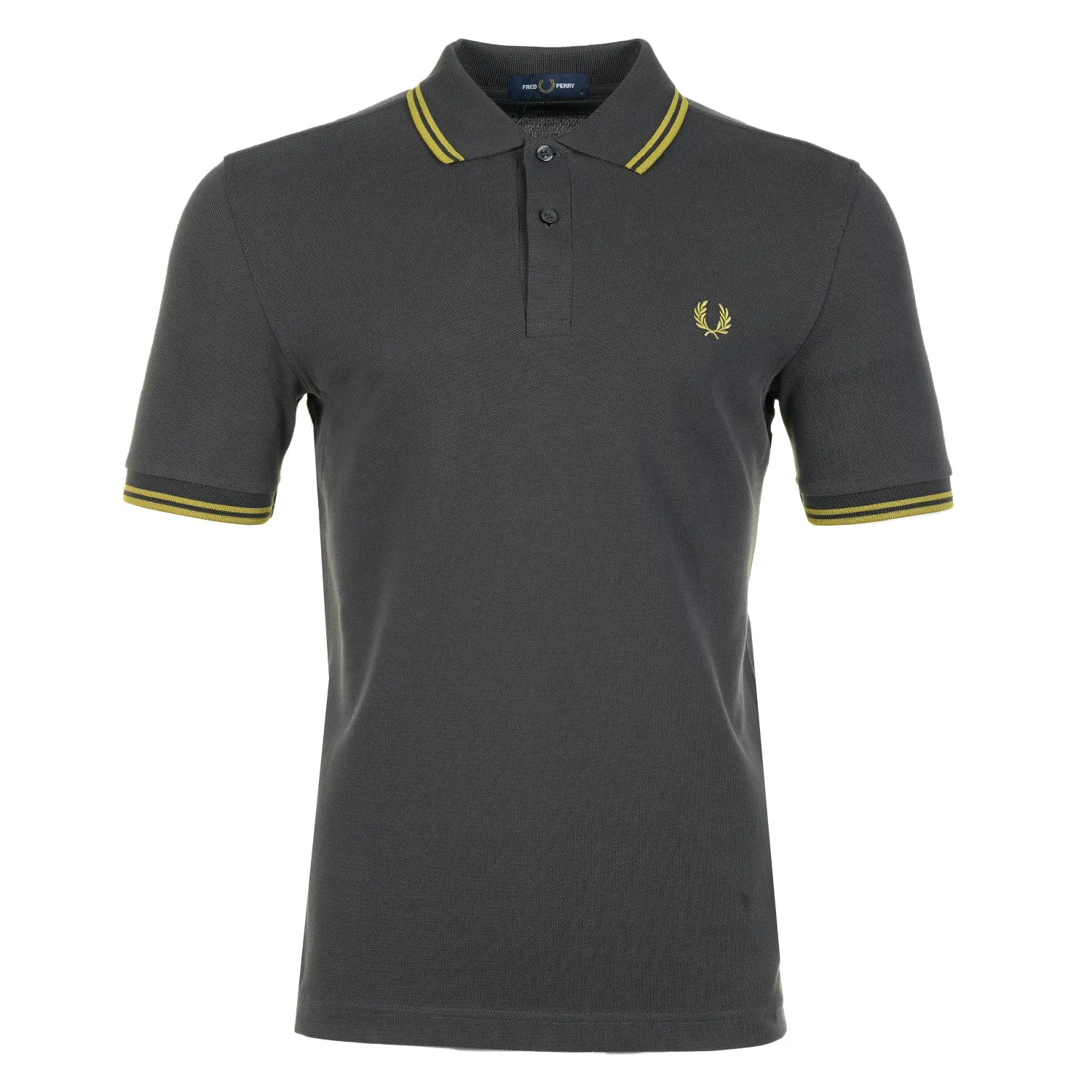 Short Sleeve Twin Tipped Polo Shirt Anchor Grey / Tennis Ball Yellow sold by RAGAZZI