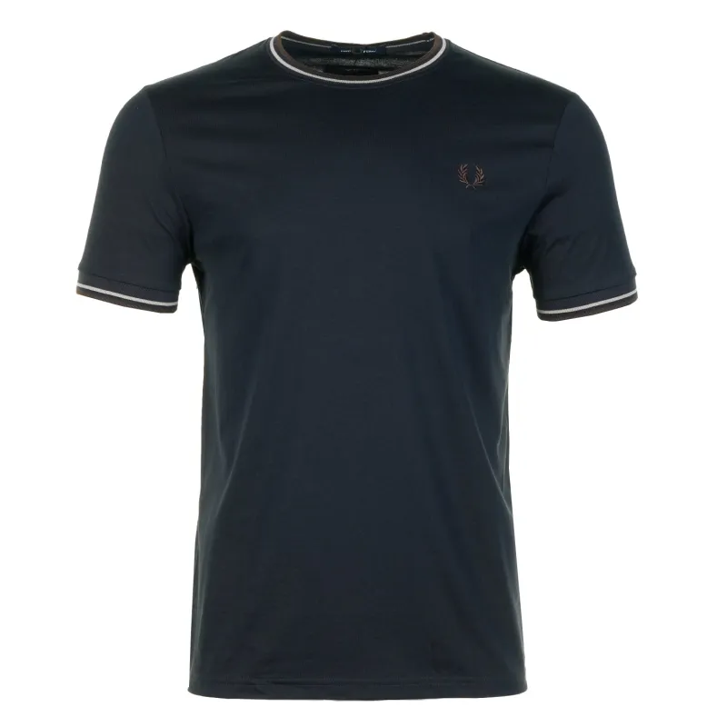 Twin Tipped T Shirt Court Navy Warm Oat Brown Tobacco sold by RAGAZZI