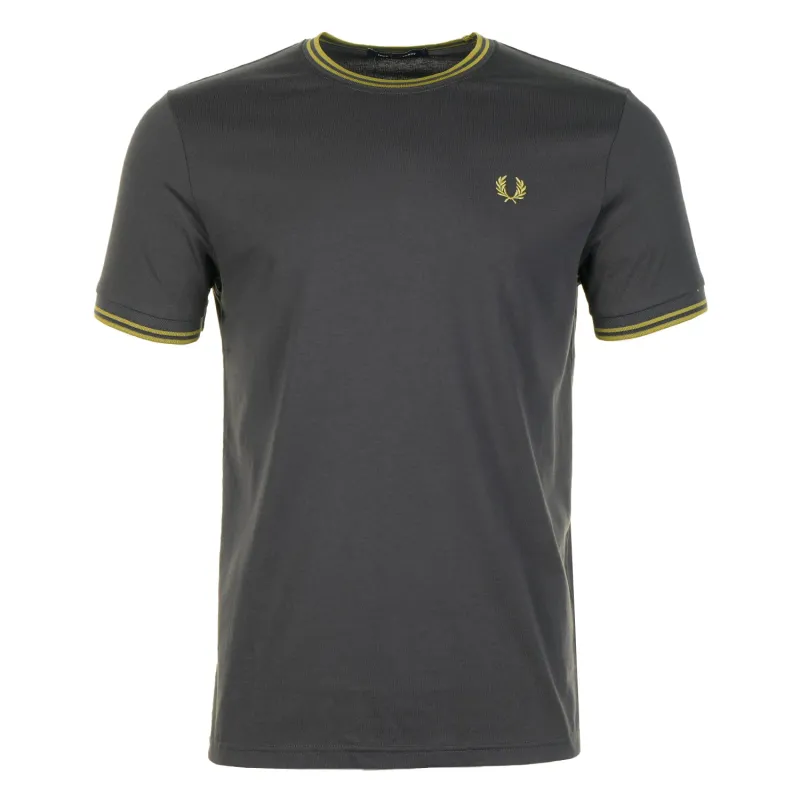 Twin Tipped T Shirt Anchor Grey / Tennis Ball Yellow sold by RAGAZZI