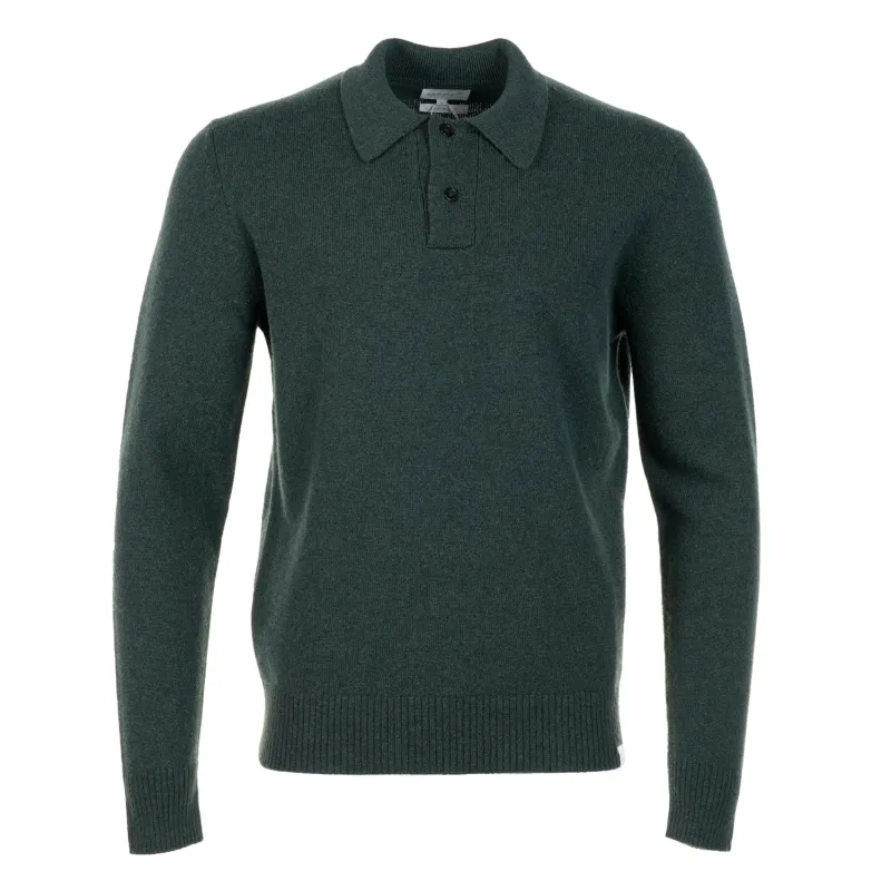 Norse Standard Merino Lambswool Long Sleeve Polo Forrest sold by RAGAZZI