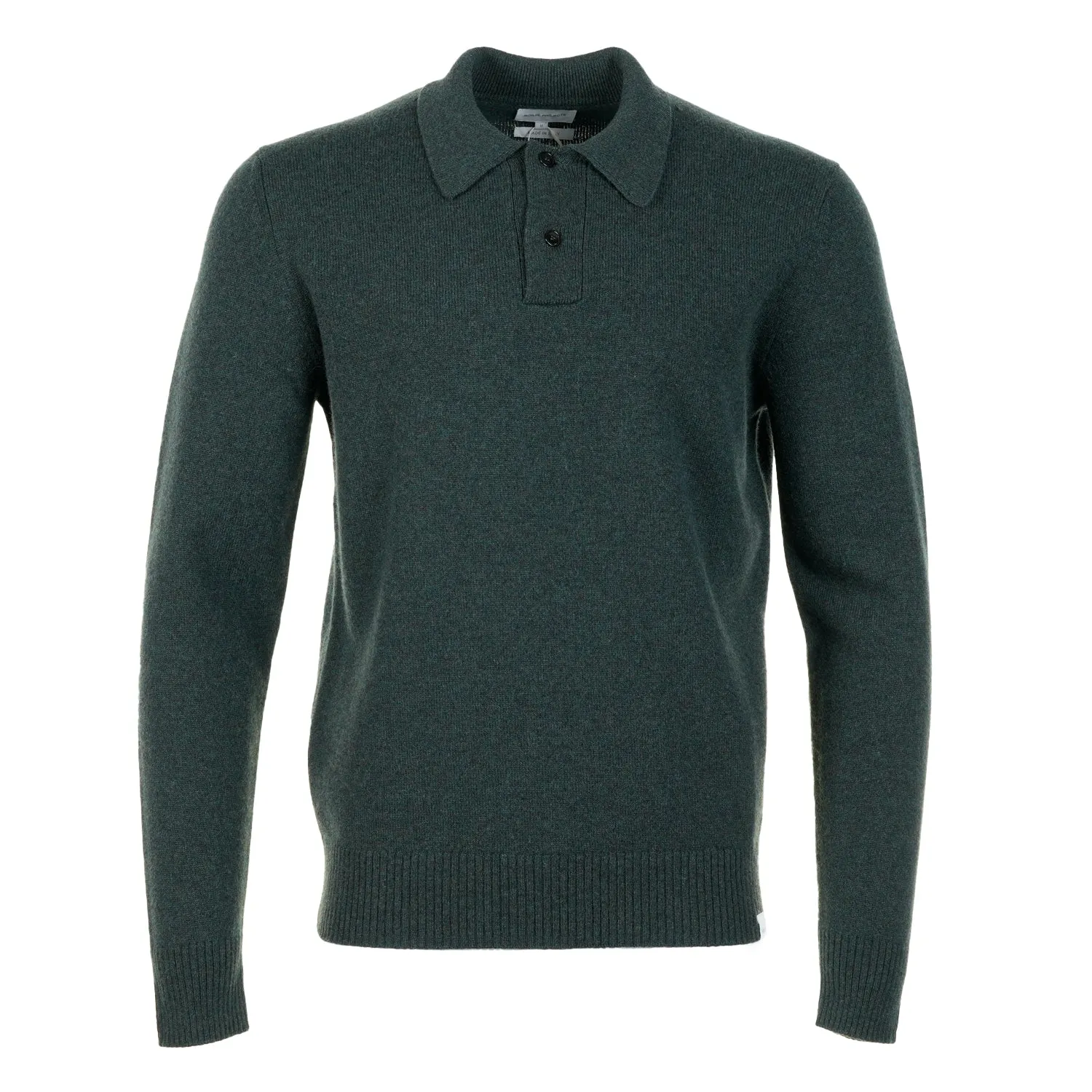 Norse Standard Merino Lambswool Long Sleeve Polo Forrest sold by RAGAZZI