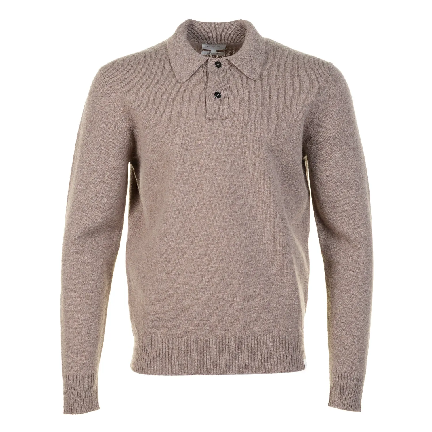 Norse Standard Merino Lambswool Long Sleeve Polo Clay sold by RAGAZZI
