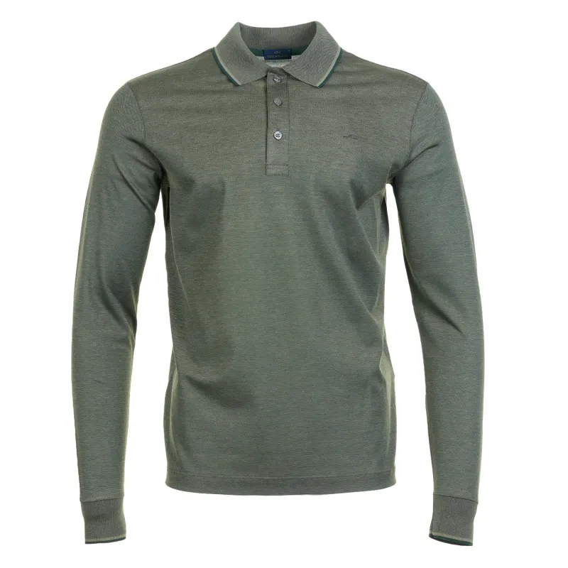 Long Sleeve Tipped Polo Shirt Green sold by RAGAZZI