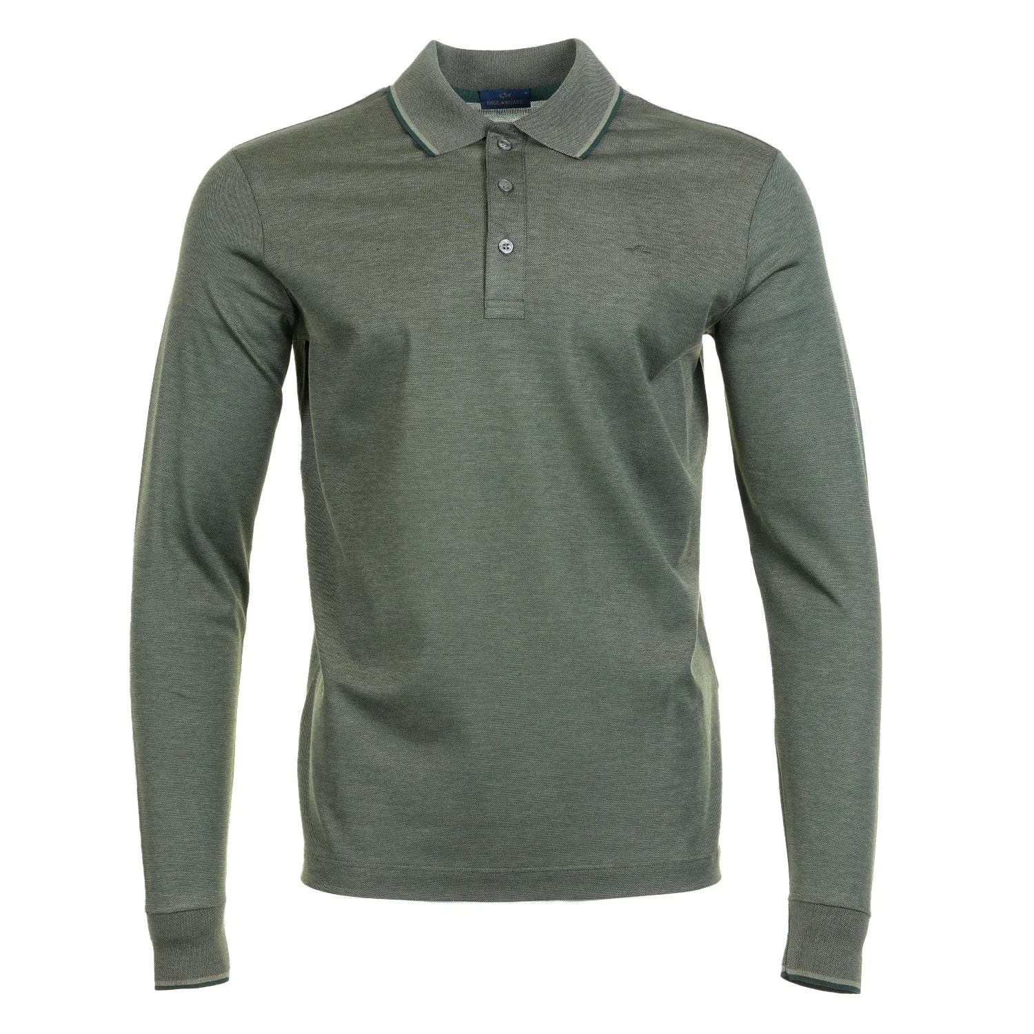 Long Sleeve Tipped Polo Shirt Green sold by RAGAZZI