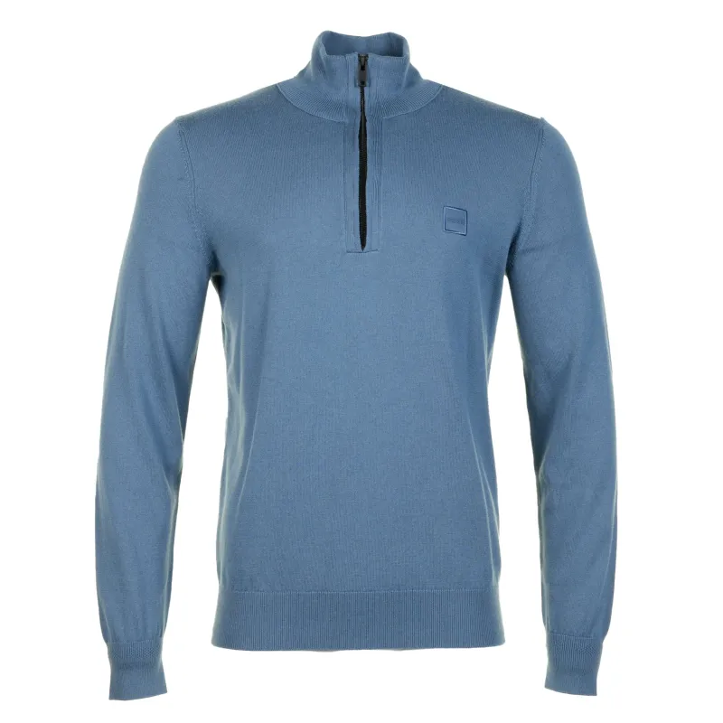 Kanobix Knitted Quarter Zip 495 Open Blue sold by RAGAZZI