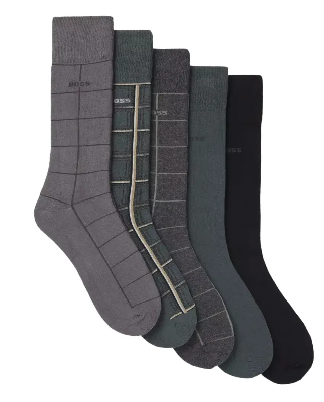 5 Pack Sock Giftset Logo Check Grey sold by RAGAZZI