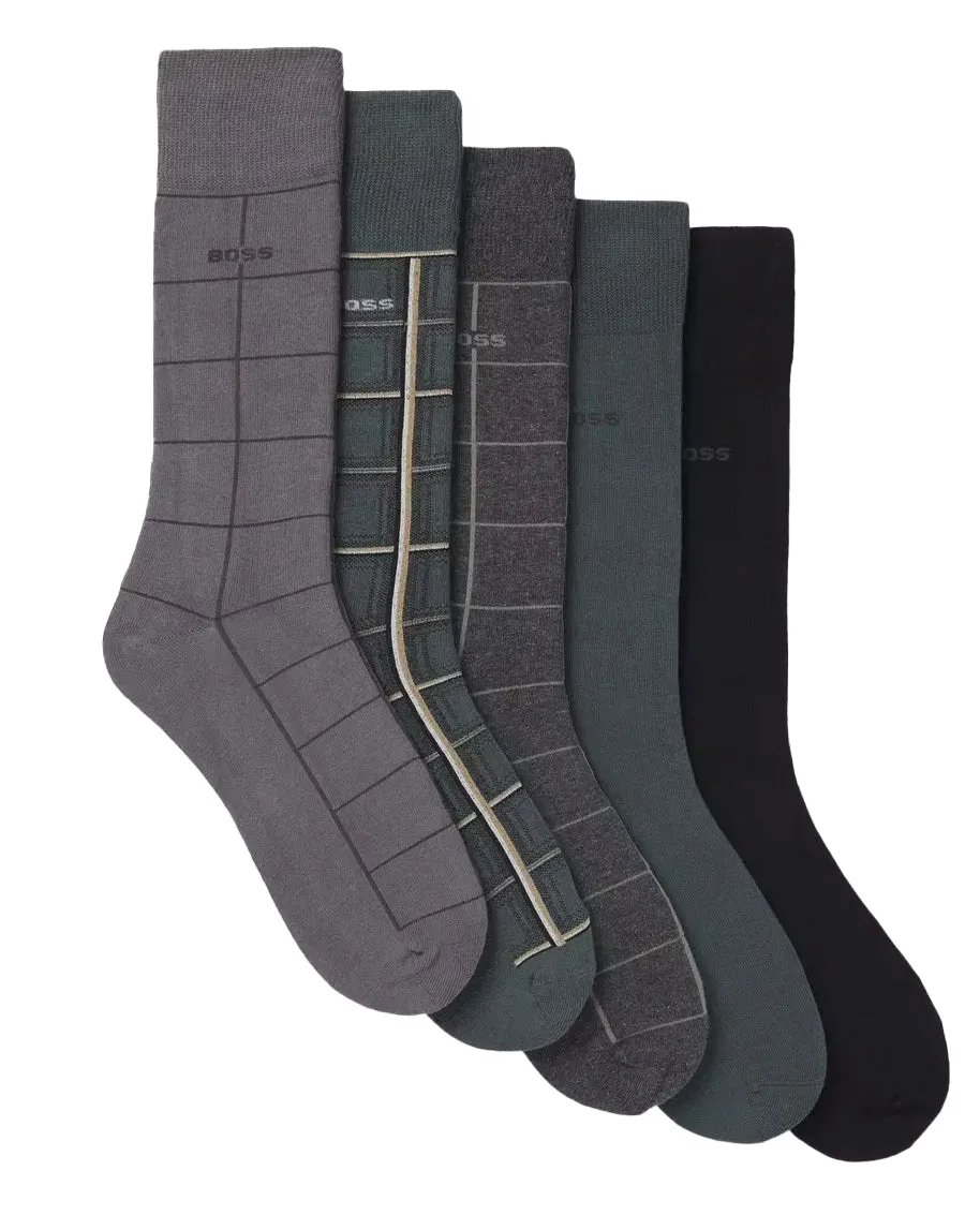 5 Pack Sock Giftset Logo Check Grey sold by RAGAZZI