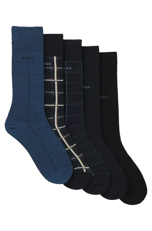 5 Pack Sock Giftset Logo Check Dark Blue sold by RAGAZZI