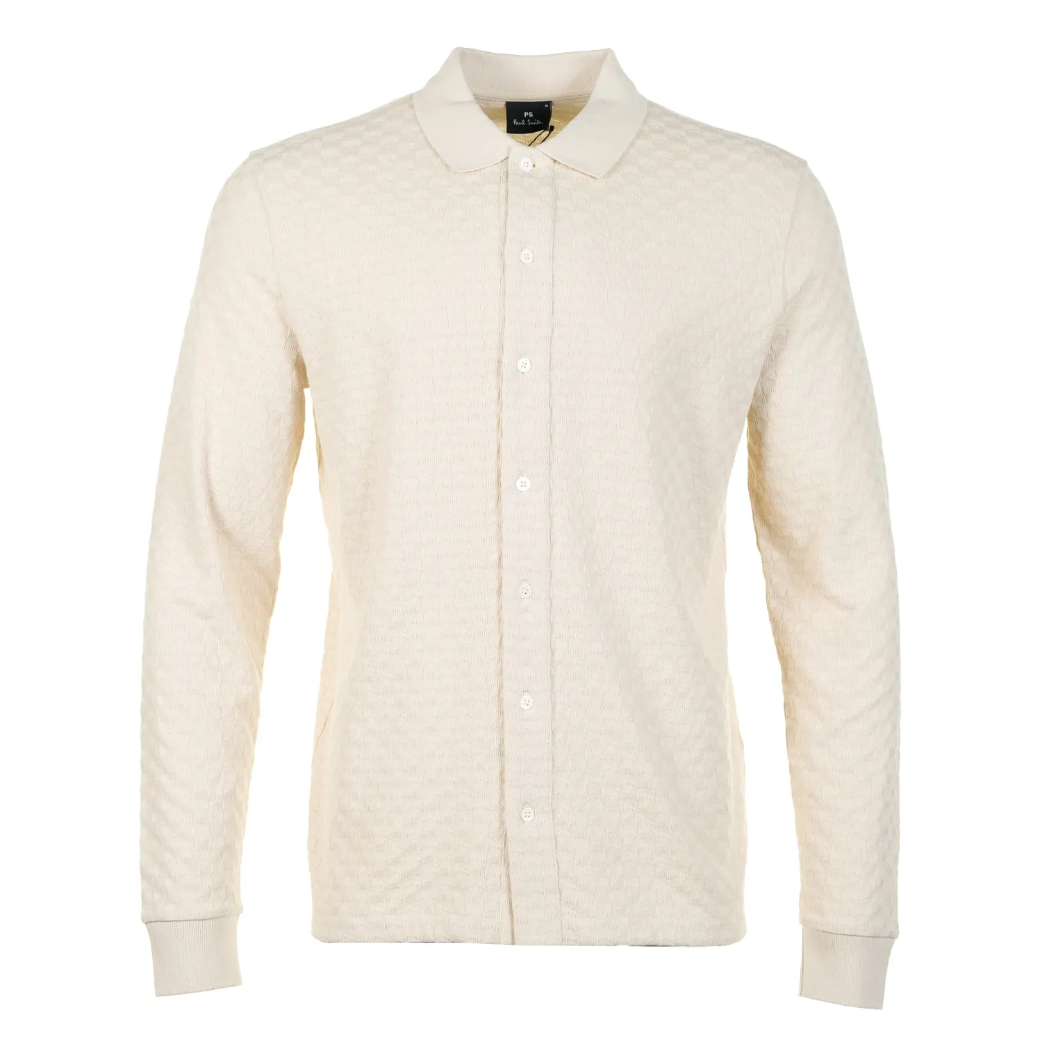 Long Sleeve Button Front Polo Off White sold by RAGAZZI