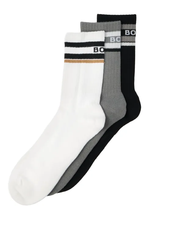 3 Pack QS Rib Stripe Logo 960 White Grey Black sold by RAGAZZI