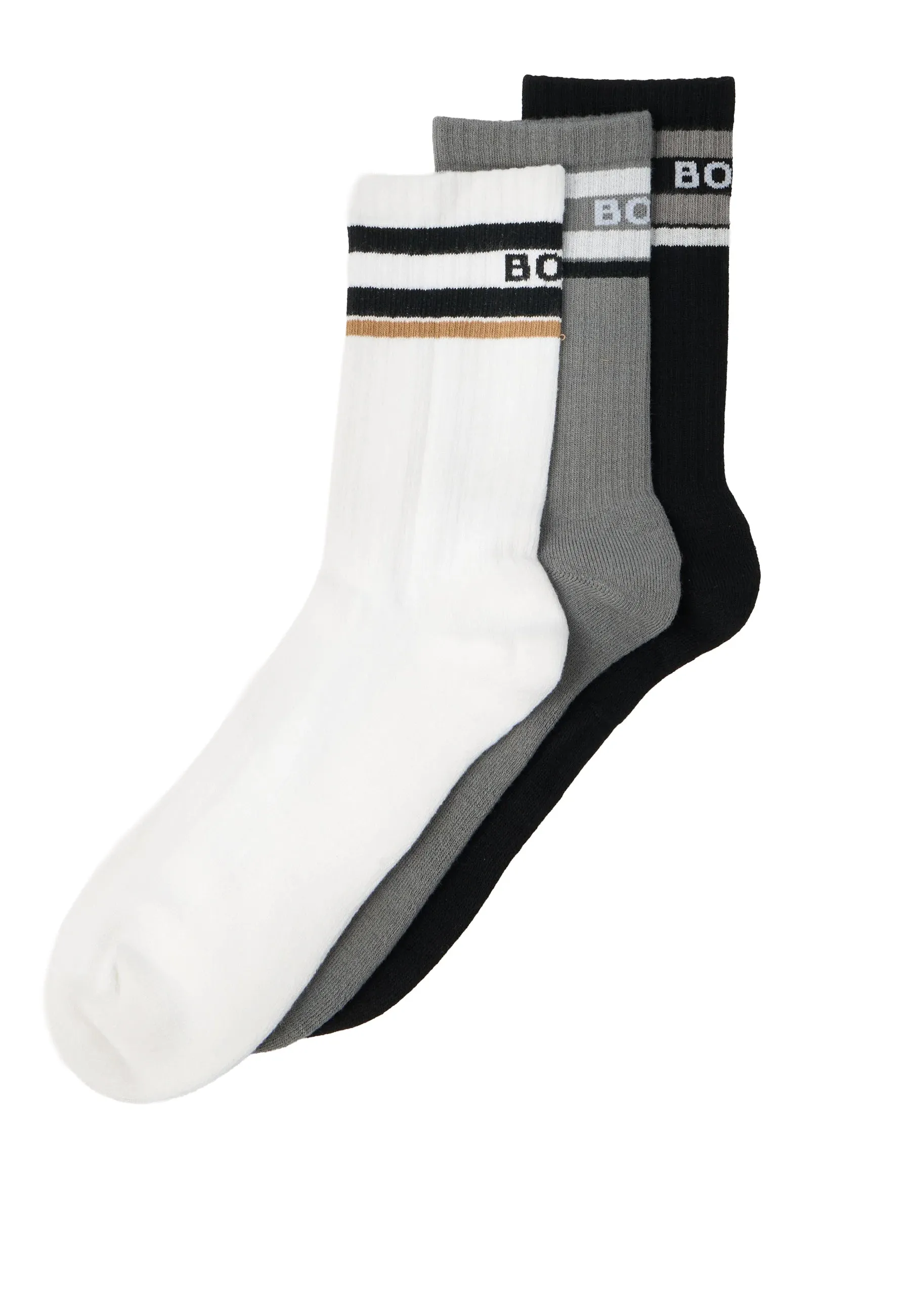 3 Pack QS Rib Stripe Logo 960 White Grey Black sold by RAGAZZI