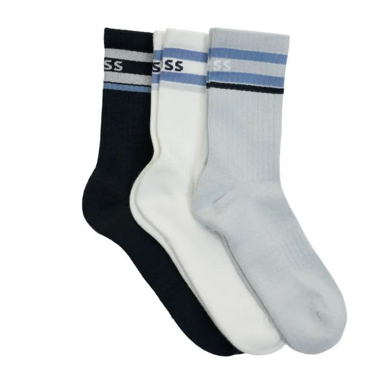 3 Pack QS Rib Stripe Logo 961 Blue White Navy sold by RAGAZZI