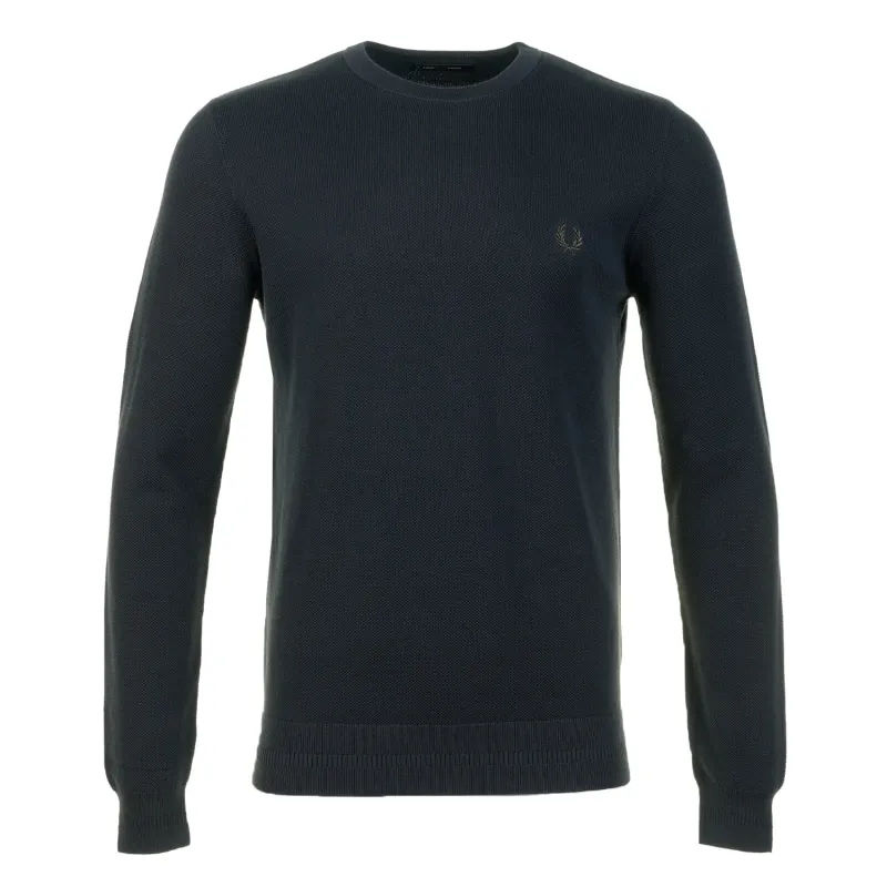 Pique Stitch Jumper Navy made by Fred Perry