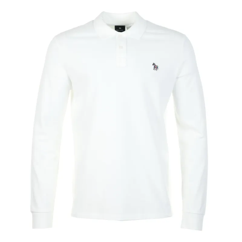 Regular Fit Long Sleeve Zebra Polo Shirt White sold by RAGAZZI