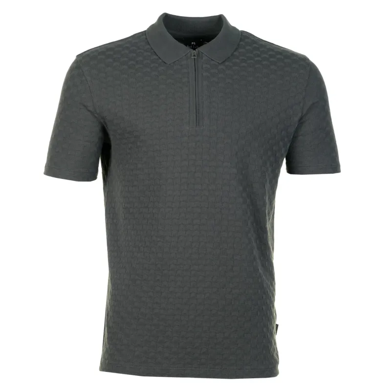 Short Sleeve Zip Front Polo Slate sold by RAGAZZI