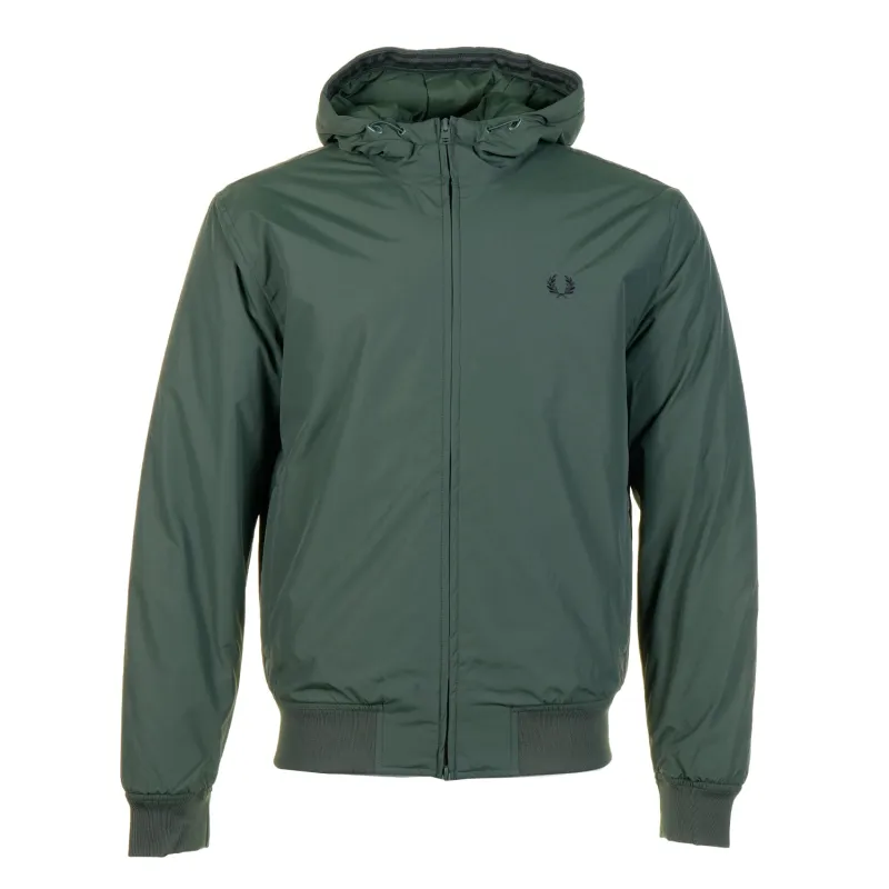 Padded Hooded Brentham Jacket Court Green made by Fred Perry