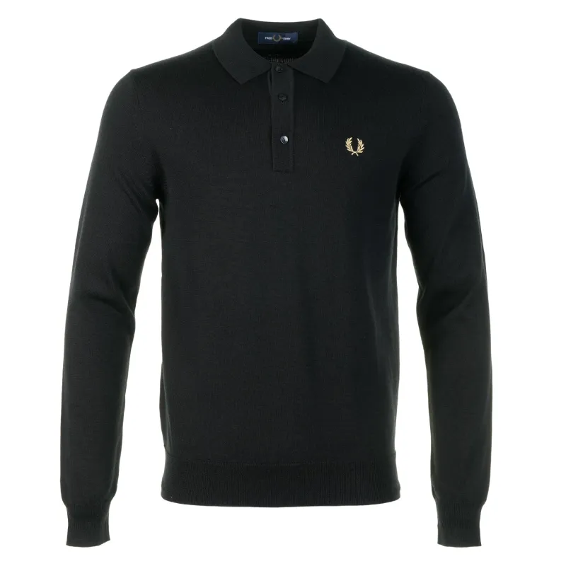 Knitted Long Sleeve Polo Shirt Black sold by RAGAZZI