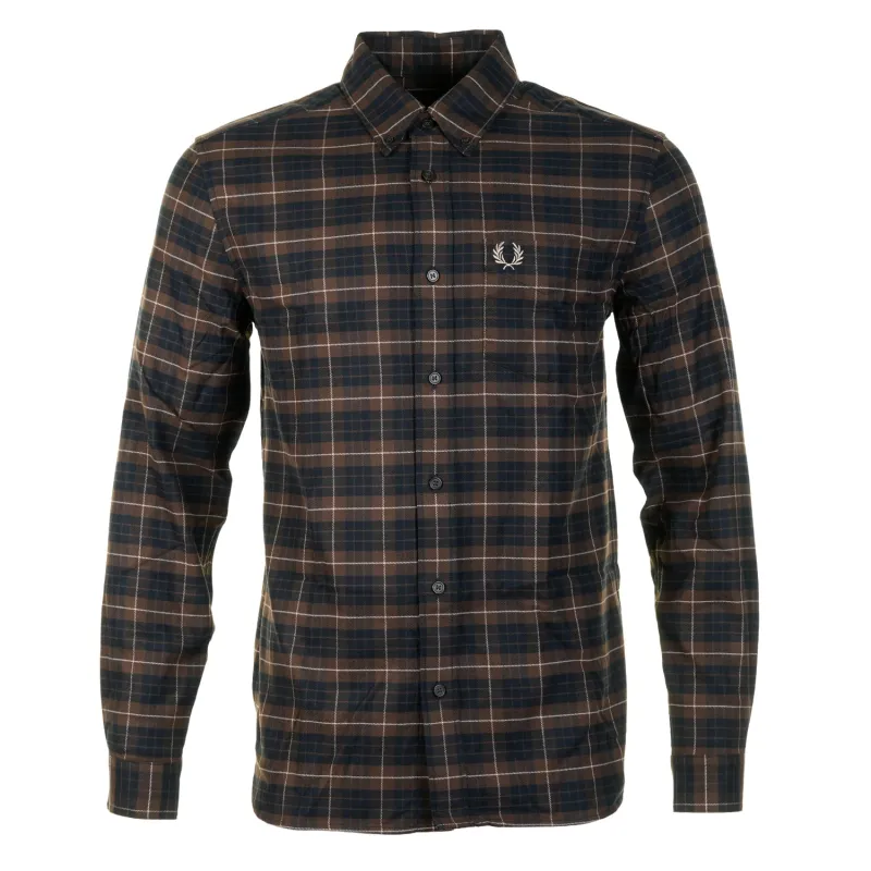 Long Sleeve Brushed Twill Tartan Shirt Burnt Tobacco sold by RAGAZZI