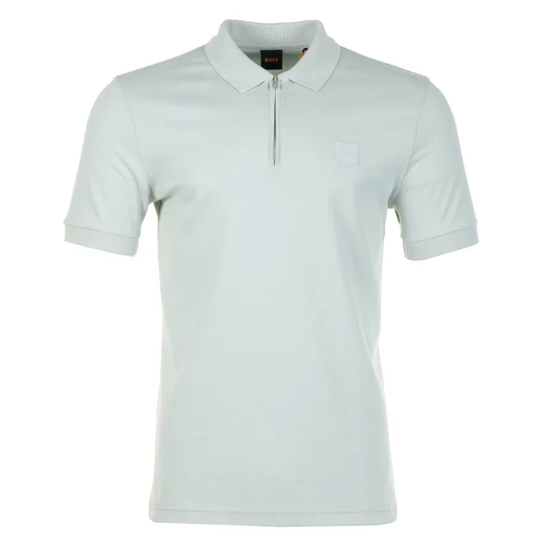 BOSS Passerzip Short Sleeve Polo 043 Silver sold by RAGAZZI