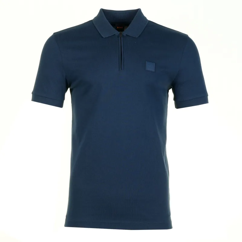 Passerzip Short Sleeve Polo 464 Open Blue made by BOSS ORANGE