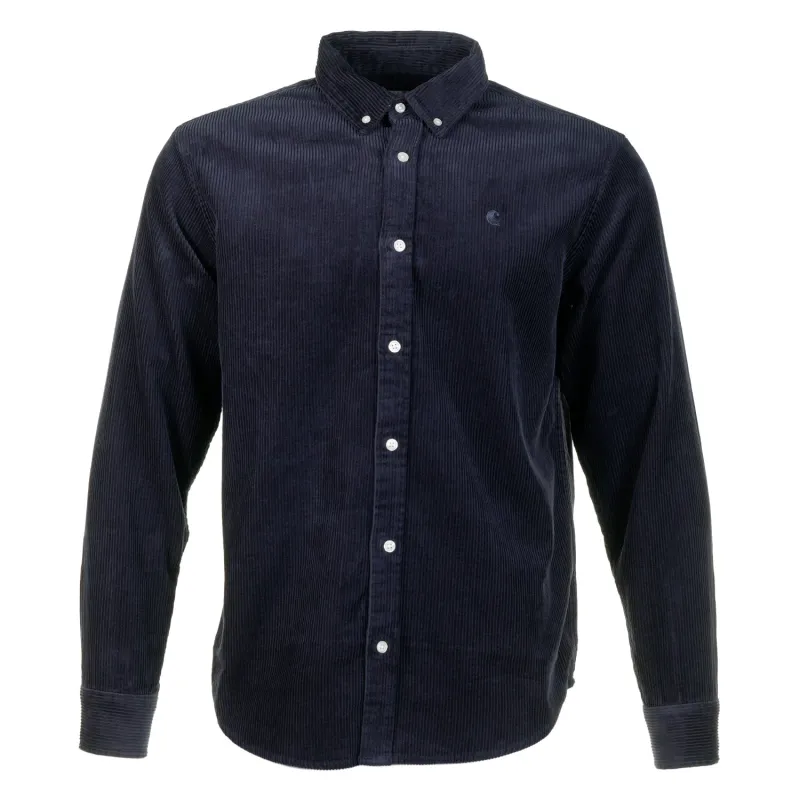 Long Sleeve Madison Cord Shirt Dark Navy sold by RAGAZZI