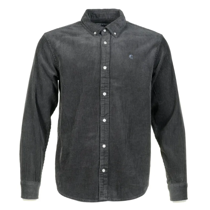 Long Sleeve Madison Cord Shirt Graphite sold by RAGAZZI