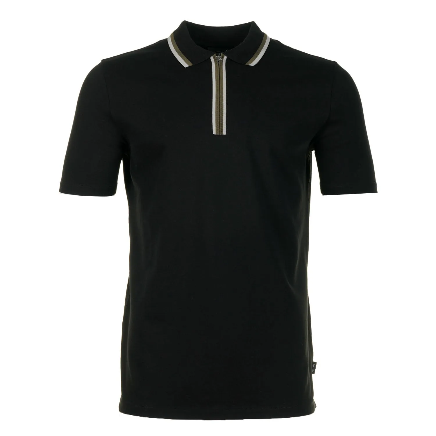 Regular Fit Short Sleeve Placket Detail Zip Polo Shirt Black sold by RAGAZZI