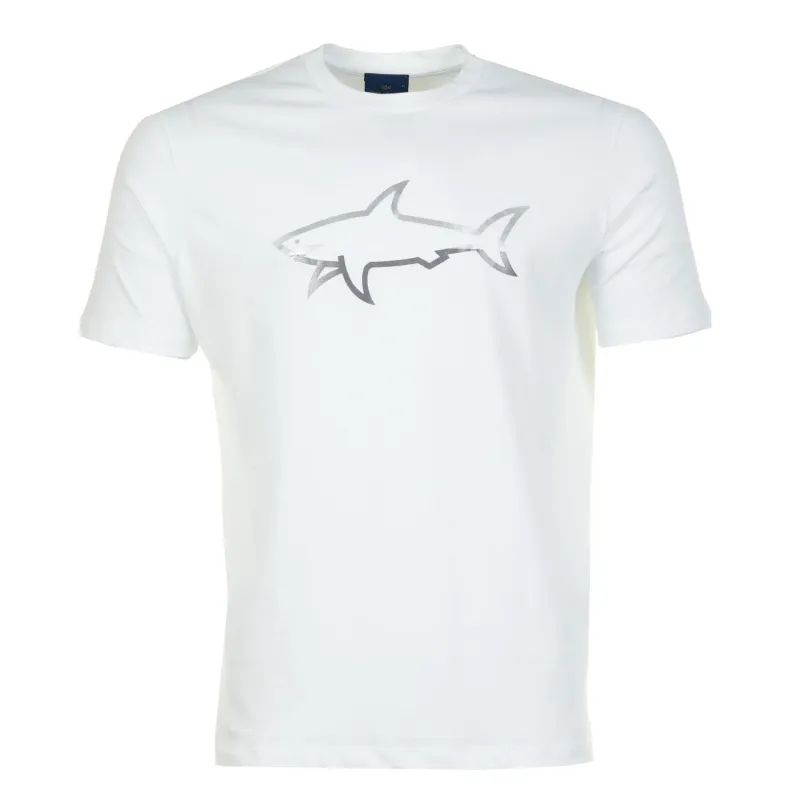 Short Sleeve Shark Logo T Shirt White made by RAGAZZI