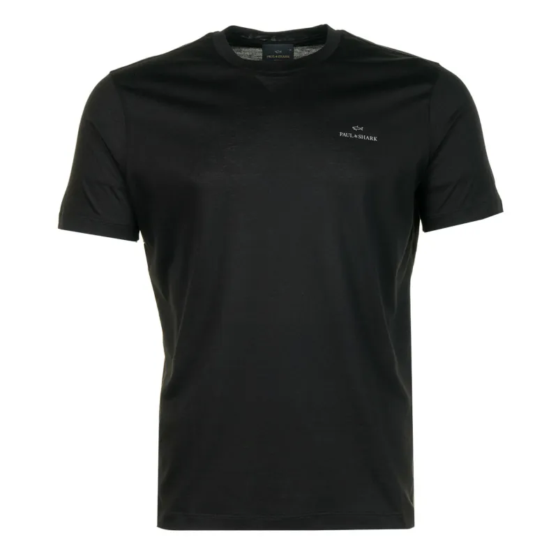 Short Sleeve Silver Small Logo T Shirt Black sold by RAGAZZI